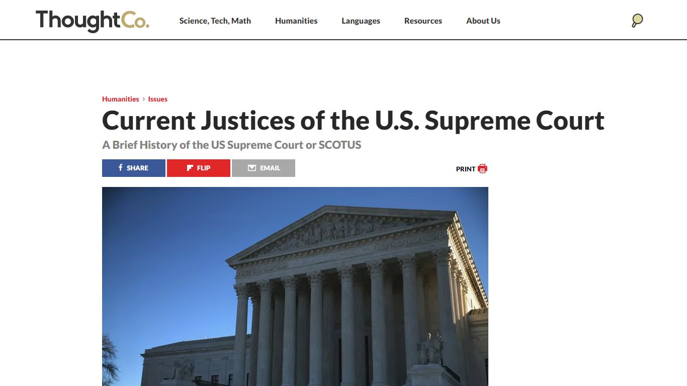 Current U.S. Supreme Court Justices & History - ThoughtCo